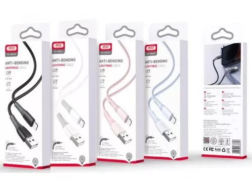 Кабель XO NB225 Silicone Two-Color USB-A - Lightning 12w 2.4a 1м cable White - фото 2