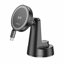 Держатель с беспроводной зарядкой Borofone BH208 Mona Magnetic Wireless Black - фото Держатель с беспроводной зарядкой Borofone BH208 Mona Magnetic Wireless Black