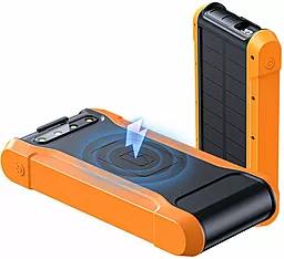 Повербанк PowerPlant 20000mAh PD/18W QC3.0 USB-C USB-A*2 Wireless Solar panel (PB930487) Orange