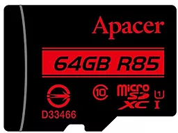 Карта пам'яті Apacer microSDXC 64GB R85 Class 10 UHS-I U1 + SD-адаптер (AP64GMCSX10U5-R) - мініатюра 2