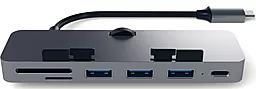Мультипортовый USB Type-C хаб (концентратор) Satechi Aluminum Clamp Hub Pro Grey (ST-TCIMHM)
