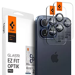 Захисне скло Spigen EZ Fit Optik Pro на камеру для Apple iPhone 15 Pro, iPhone 15 Pro Max (2 шт.) Blue Titanium (AGL07164)