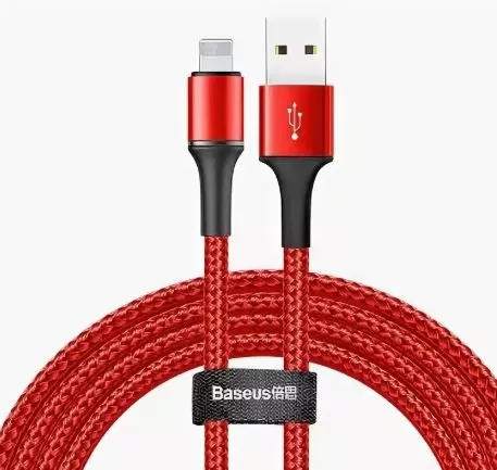 Кабель Baseus Halo USB-A - Lightning 12w 2.4a 1м cable Red (CALGH-B09) - фото 1