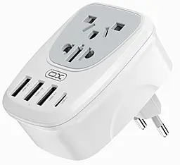 Сетевое зарядное устройство XO WL26 global 15w 3xUSB-A/USB-C ports charger + soket white - фото Сетевое зарядное устройство XO WL26 global 15w 3xUSB-A/USB-C ports charger + soket white