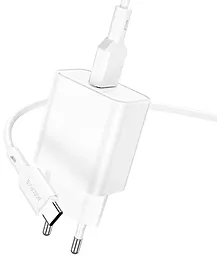 Мережевий зарядний пристрій Borofone BA72A 18w QC fast charger + USB-C cable white - фото Мережевий зарядний пристрій Borofone BA72A 18w QC fast charger + USB-C cable white