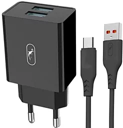 Мережевий зарядний пристрій SkyDolphin SC30V 2.1a 2xUSB-A ports home charger + micro USB cable black (MZP-000172)