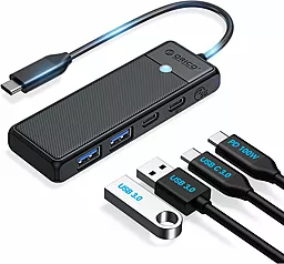 Мультипортовый USB Type-C хаб Orico 4-in-1 black (PAPW2AC-C3-015-BK-EP)