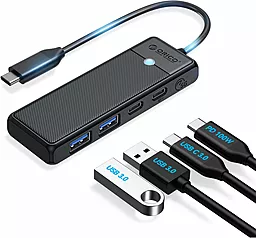 Мультипортовый USB Type-C хаб Orico 4-in-1 black (PAPW2AC-C3-015-BK-EP) - фото Мультипортовый USB Type-C хаб Orico 4-in-1 black (PAPW2AC-C3-015-BK-EP)