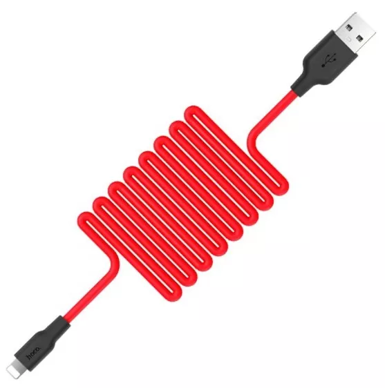 Кабель Hoco X21 Silicone USB-A - Lightning 10w 1м cable Black/Red - фото 2