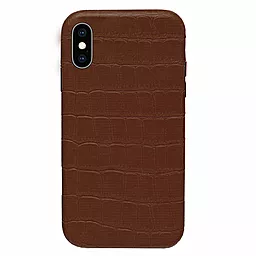 Чехол Apple Leather Case Full Crocodile for iPhone X, iPhone XS Dark Brown