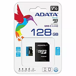 Карта пам'яті ADATA microSDXC 128GB Premier Class 10 UHS-1 U1 V10 A1 + SD-адаптер (AUSDX128GUICL10A1-RA1) - мініатюра 3