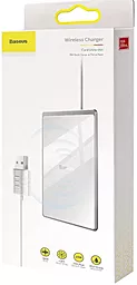 Беспроводное (индукционное) зарядное устройство Baseus Card Ultra-thin 15W with USB cable 1m White/Silver (WX01B-S2) - миниатюра 5