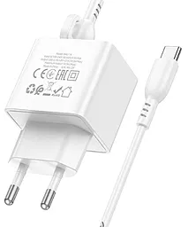 Мережевий зарядний пристрій Borofone BAS11A 2.4a home charger + USB-C cable white - фото Мережевий зарядний пристрій Borofone BAS11A 2.4a home charger + USB-C cable white