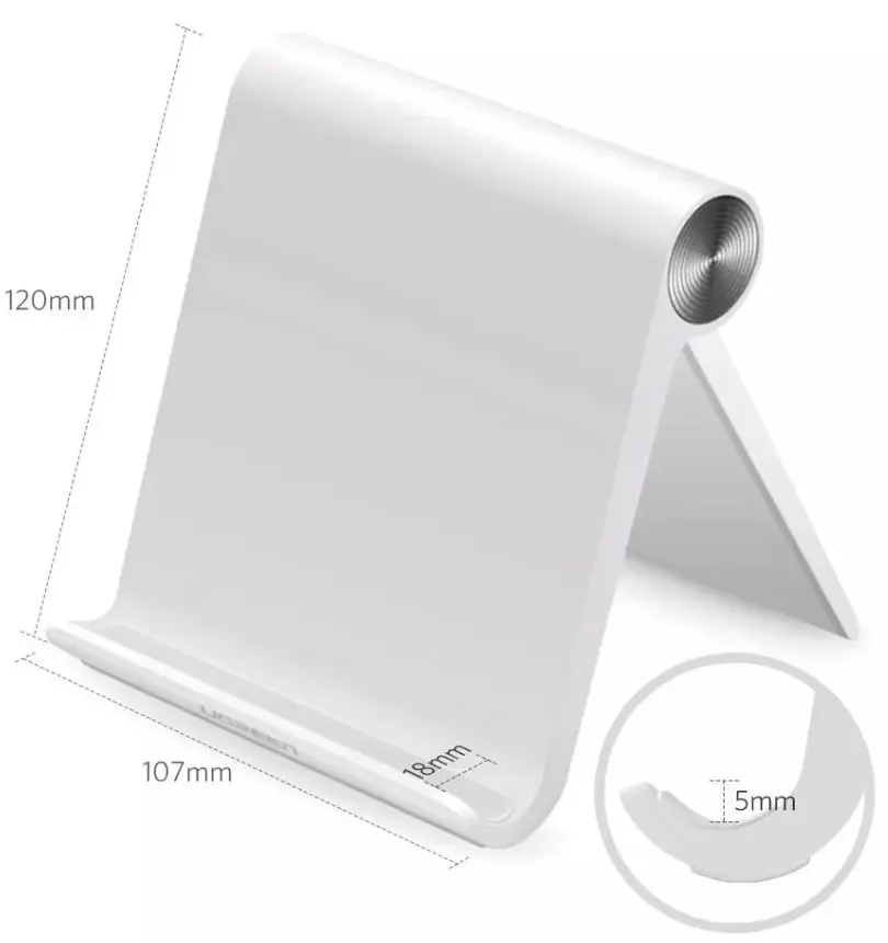 Настольный держатель Ugreen LP115 Multi-Angle Adjustable Portable Stand for iPad White - фото 2