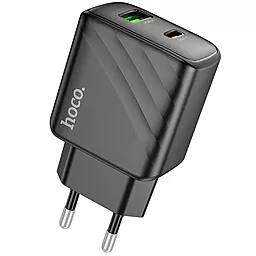 Мережевий зарядний пристрій Hoco CS23A 30w PD/QC USB-С/USB-A ports home charger black