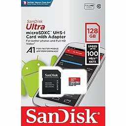 Карта пам'яті SanDisk microSDXC 128GB Ultra Class 10 UHS-I U1 A1 + SD-адаптер (SDSQUAR-128G-GN6MA) - мініатюра 3