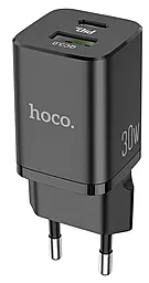 Сетевое зарядное устройство с быстрой зарядкой Hoco N13 Bright 30w PD USB-C/USB-A ports charger black - фото Сетевое зарядное устройство с быстрой зарядкой Hoco N13 Bright 30w PD USB-C/USB-A ports charger black