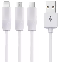 Кабель USB Hoco X1 Rapid 3-in-1 USB Type-C/Lightning/micro USB Cable White