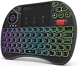 Клавиатура Rii Wireless RGB Scroll Wheel (RT-X8) Black - фото Клавиатура Rii Wireless RGB Scroll Wheel (RT-X8) Black