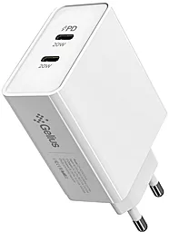 Сетевое зарядное устройство Gelius GP-HC052 40w PD 2xUSB-C ports charge white - фото Сетевое зарядное устройство Gelius GP-HC052 40w PD 2xUSB-C ports charge white