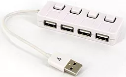 USB-A хаб Lapara LA-SLED4 USB - 4xUSB 2.0 с вимикачами ON/OFF Білий - мініатюра 3