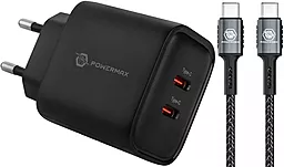 Сетевое зарядное устройство Powermax Eclipse 35w GaN PD 2xUSB-C ports charger + USB-C to USB-C 100w cable black