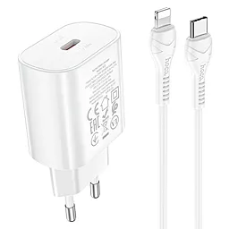 Мережевий зарядний пристрій Hoco N22 Jetta 25w PD USB-C fast charger + USB-C to Lightning cable white