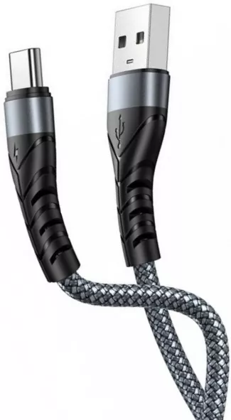 Кабель XO NB209 Braided USB-A - Type-C 12w 2.4a 1м cable Silver - фото 1
