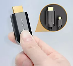 Видеокабель Vention USB Type-C Thunderbolt 3 - HDMI v1.4 4k 30hz 1m black (CGUBF) - миниатюра 6