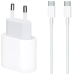 Мережева швидка зарядка для iPhone 20W USB-C Power Adapter + USB-C to USB-C cable white - фото Мережева швидка зарядка для iPhone 20W USB-C Power Adapter + USB-C to USB-C cable white