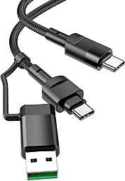 Кабель USB PD Hoco U106 20V 5A 1.2M 2-in-1 USB-A+C - Type-C Cable Black - миниатюра 2