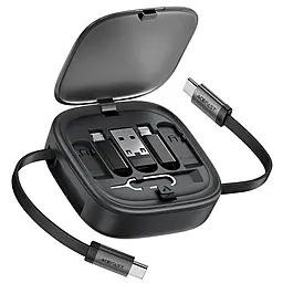 Универсальный USB PD кабель AceFast J3 box 5-in-1 USB-A/Type-C to Type-C/Lightning/micro USB 60w 3a 0.95м PD cable Black - фото Универсальный USB PD кабель AceFast J3 box 5-in-1 USB-A/Type-C to Type-C/Lightning/micro USB 60w 3a 0.95м PD cable Black