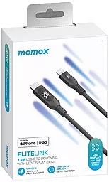 USB Кабель Momax Elitelink LED Display 1.2M 30W USB Type-C - Lightning Cable Black (DL52D) - мініатюра 6