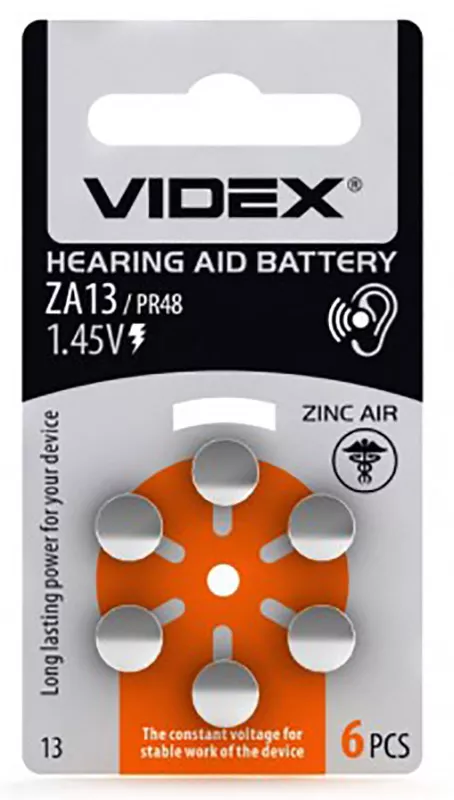 Батарейки Videx ZA13 6шт 1.4 V - фото 1