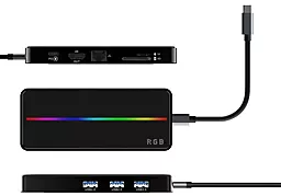 Мультипортовий Type-C хаб MiraBox RGB 8-in-1 black - фото Мультипортовий Type-C хаб MiraBox RGB 8-in-1 black