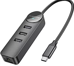 Мультипортовый USB Type-C хаб Borofone DH6 4-in-1 black