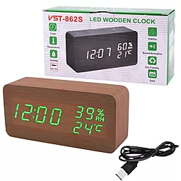 Часы VST VST-862S-4 зеленые (корпус коричневый) - миниатюра 4