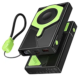 Повербанк Hoco DB83 22.5W 10000mAh magnetic with watch charging Black/Green - фото Повербанк Hoco DB83 22.5W 10000mAh magnetic with watch charging Black/Green