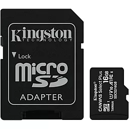 Карта пам'яті Kingston microSDHC 16GB Canvas Select Plus Class 10 UHS-I U1 V10 A1 + SD-адаптер (SDCS2/16GB)