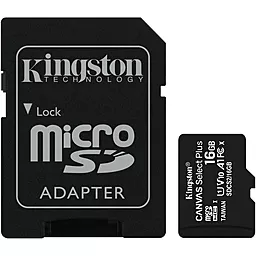 Карта пам'яті Kingston microSDHC 16GB Canvas Select Plus Class 10 UHS-I U1 V10 A1 + SD-адаптер (SDCS2/16GB) - фото Карта пам'яті Kingston microSDHC 16GB Canvas Select Plus Class 10 UHS-I U1 V10 A1 + SD-адаптер (SDCS2/16GB)