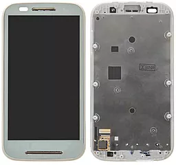 Дисплей Motorola Moto E 2014 (XT1021, XT1022, XT1025) с тачскрином и рамкой, White