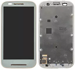 Дисплей Motorola Moto E 2014 (XT1021, XT1022, XT1025) с тачскрином и рамкой, White - фото Дисплей Motorola Moto E 2014 (XT1021, XT1022, XT1025) с тачскрином и рамкой, White