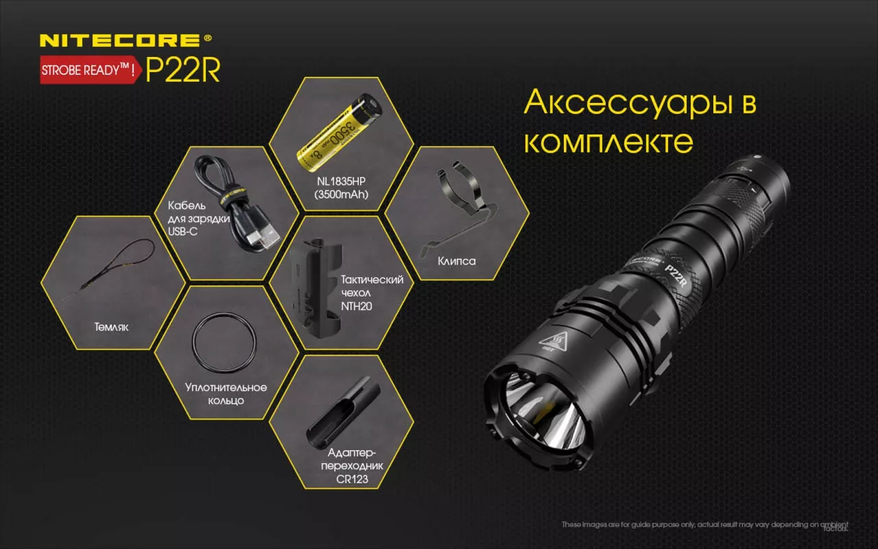 Фонарик аккумуляторный Nitecore P22R (6-1355_R) (1x18650, 2xCR123, 2xRCR123) - фото 22