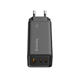 Сетевое зарядное устройство ColorWay GaN3 Pro Power Delivery USB-A + 2xUSB TYPE-C Ports 65W (CW-CHS039PD-BK) - миниатюра 2