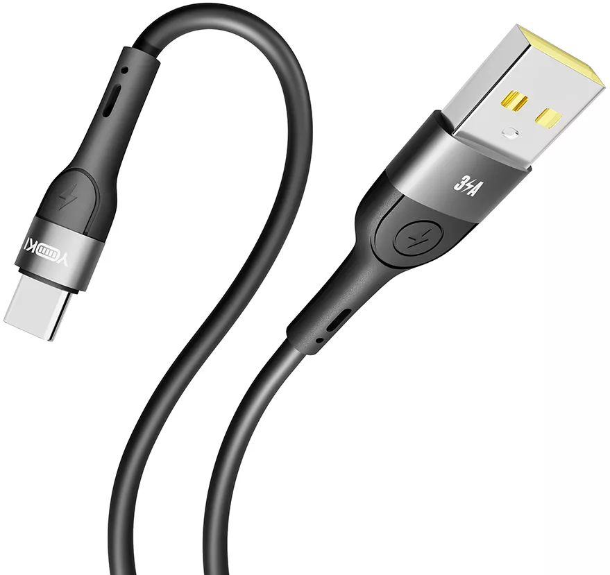 Кабель Yoki YK-EX11 EXTRA USB-A - Type-C 15w 3a 2м cable Black - фото 4