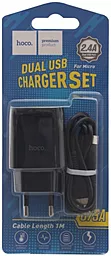 Сетевое зарядное устройство Hoco C73A 2.4a 2xUSB-A ports charger + micro USB cable black - миниатюра 4 Сетевое зарядное устройство Hoco C73A 2.4a 2xUSB-A ports charger + micro USB cable black - миниатюра 4