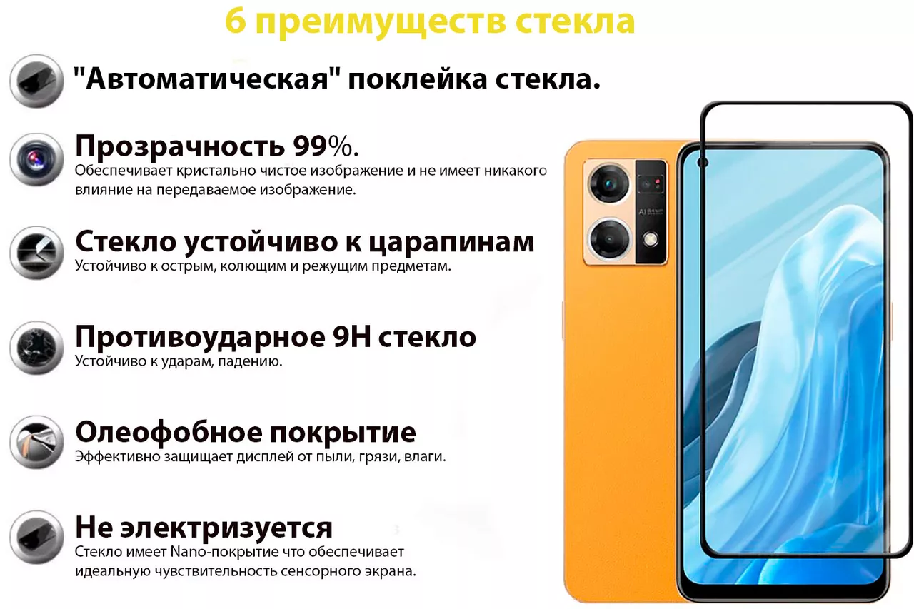 Захисне скло BeCover для Oppo Reno7  Black (707605) - фото 2