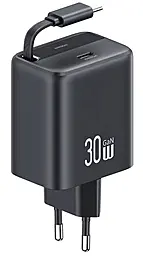 Мережевий зарядний пристрій Usams 30w PD USB-C fast charger + USB-C cable black (CC241) - фото Мережевий зарядний пристрій Usams 30w PD USB-C fast charger + USB-C cable black (CC241)