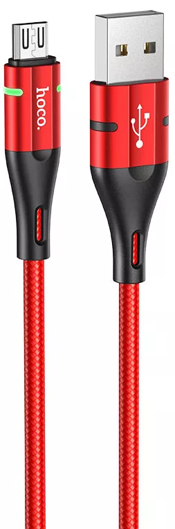 Кабель Hoco U93 Shadow USB-A - micro USB 12w 2.4a 1.2м cable Red - фото 1
