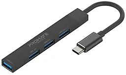 USB Type-C хаб Promate 4-in-1 USB3.0 black (litehub-4) - фото USB Type-C хаб Promate 4-in-1 USB3.0 black (litehub-4)